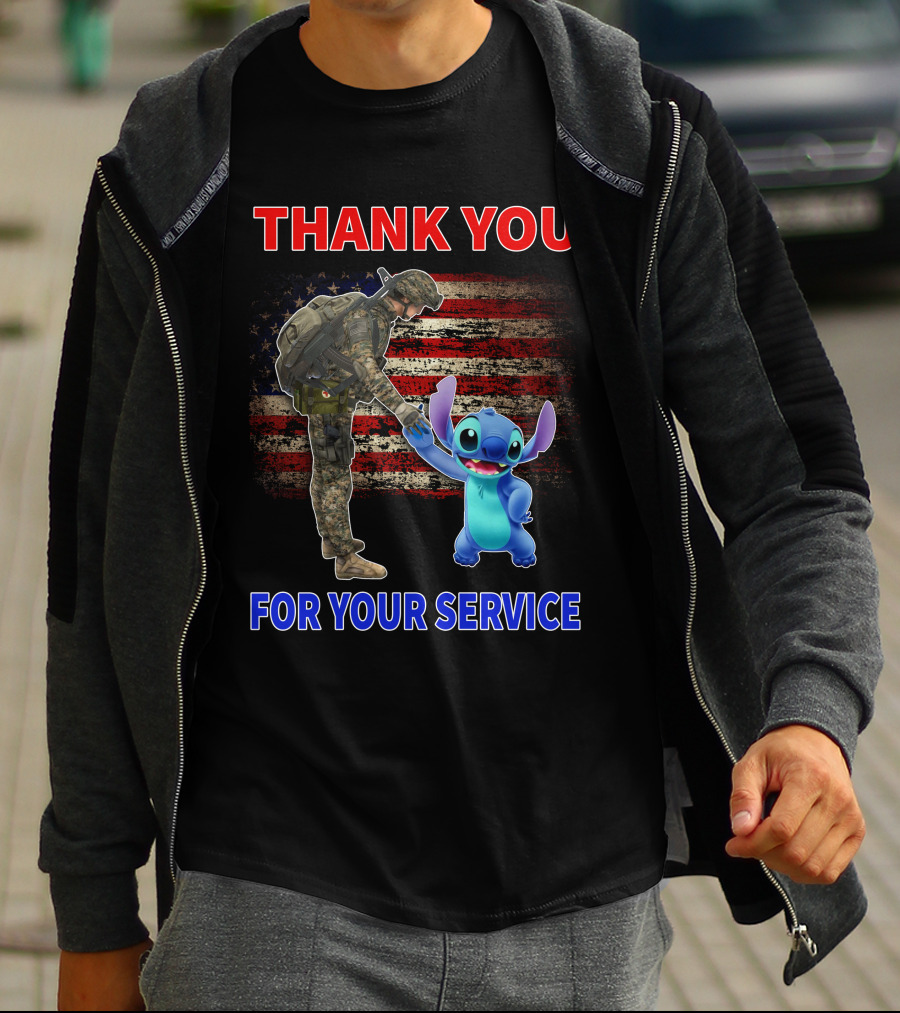 THANK YOU FOR YOUR SERVICE STITCH SOLDIER AMERICAN FLAG T-Shirt
