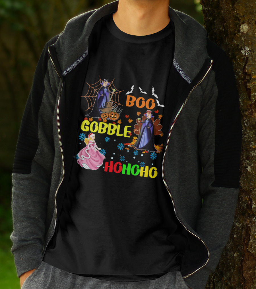 Aurora Boo Gobble Ho Ho Ho HalloThanksMas T-Shirt