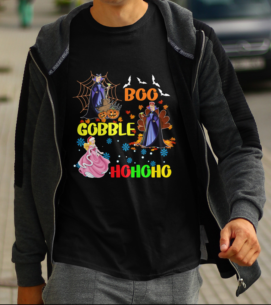 Aurora Boo Gobble Ho Ho Ho HalloThanksMas T-Shirt