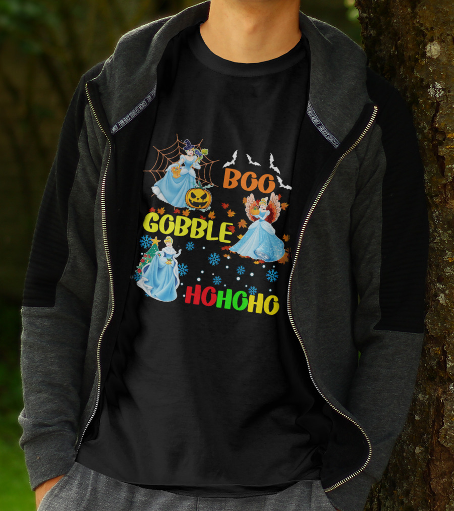 Cinderella Boo Gobble HoHoHo HalloThanksMas Holiday Mashup T-Shirt