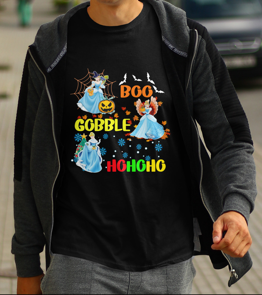 Cinderella Boo Gobble HoHoHo HalloThanksMas Holiday Mashup T-Shirt