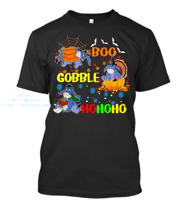 Eeyore Boo Gobble HoHoHo HalloThanksMas T-Shirt