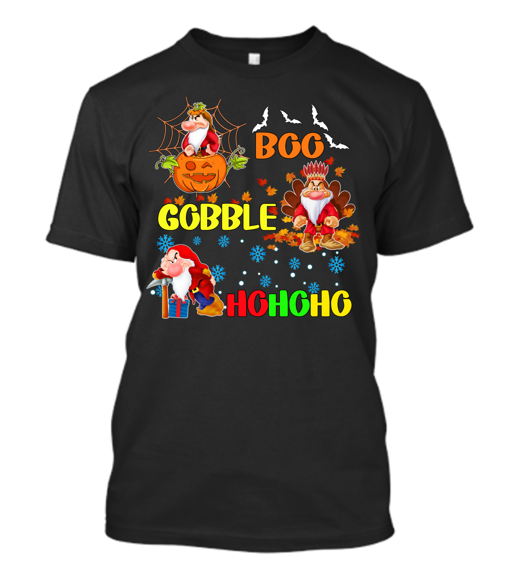 Grumpy Boo Gobble HoHoHo Halloween Thanksgiving Christmas T-Shirt