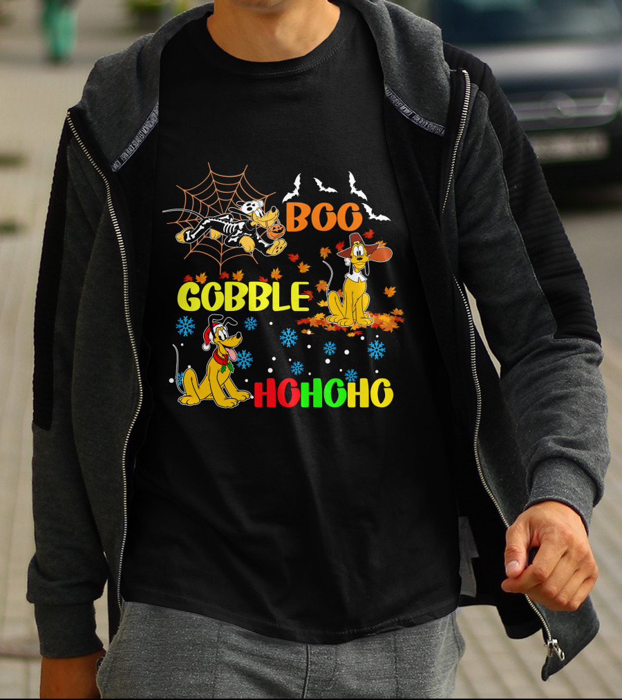 BOO Gobble HoHoHo Pluto HalloThanksMas T-Shirt