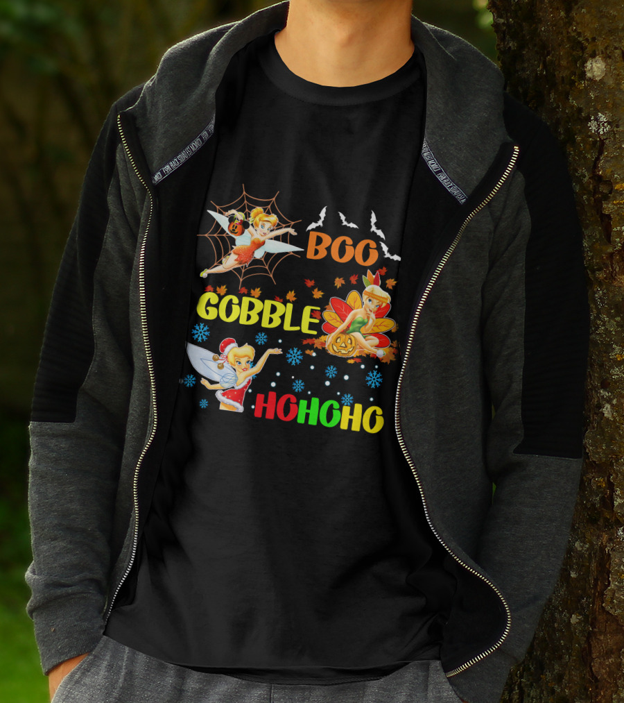 Tinkerbell Boo Gobble HoHoHo HalloThanksMas T-Shirt