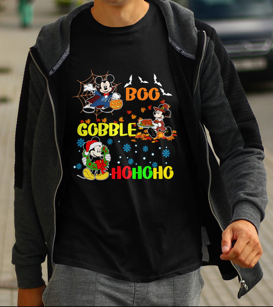Mickey Boo Gobble HoHoHo T-Shirt