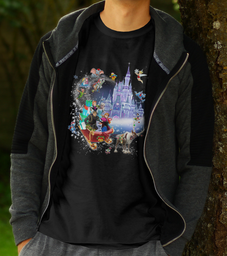 Frozen Disney Christmas Castle Sleigh Ride Adventure T-Shirt