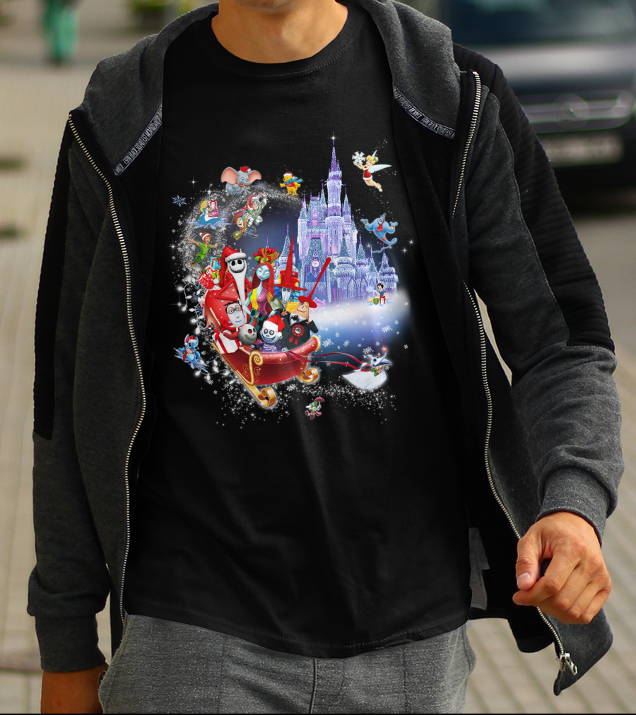 Jack Christmas Nightmare Before Christmas Disney Castle Crossover T-Shirt