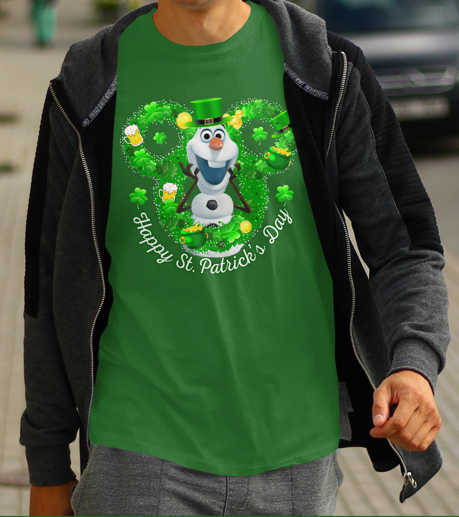 Olaf Happy St. Patrick's Day Shamrocks And Gold T-Shirt