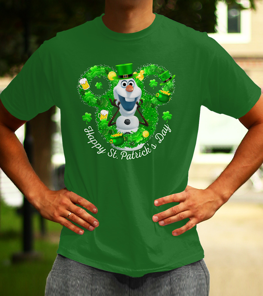 Olaf Happy St. Patrick's Day Shamrocks And Gold T-Shirt