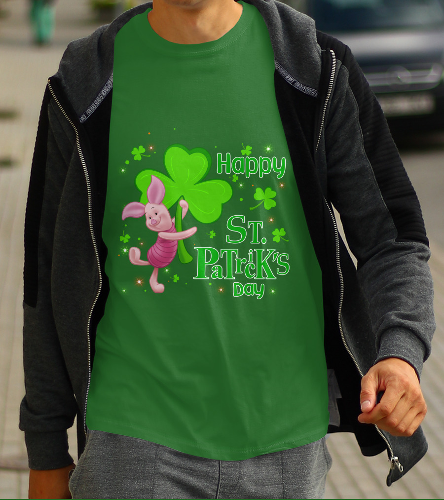 Happy St. Patrick's Day Piglet Shamrock T-Shirt