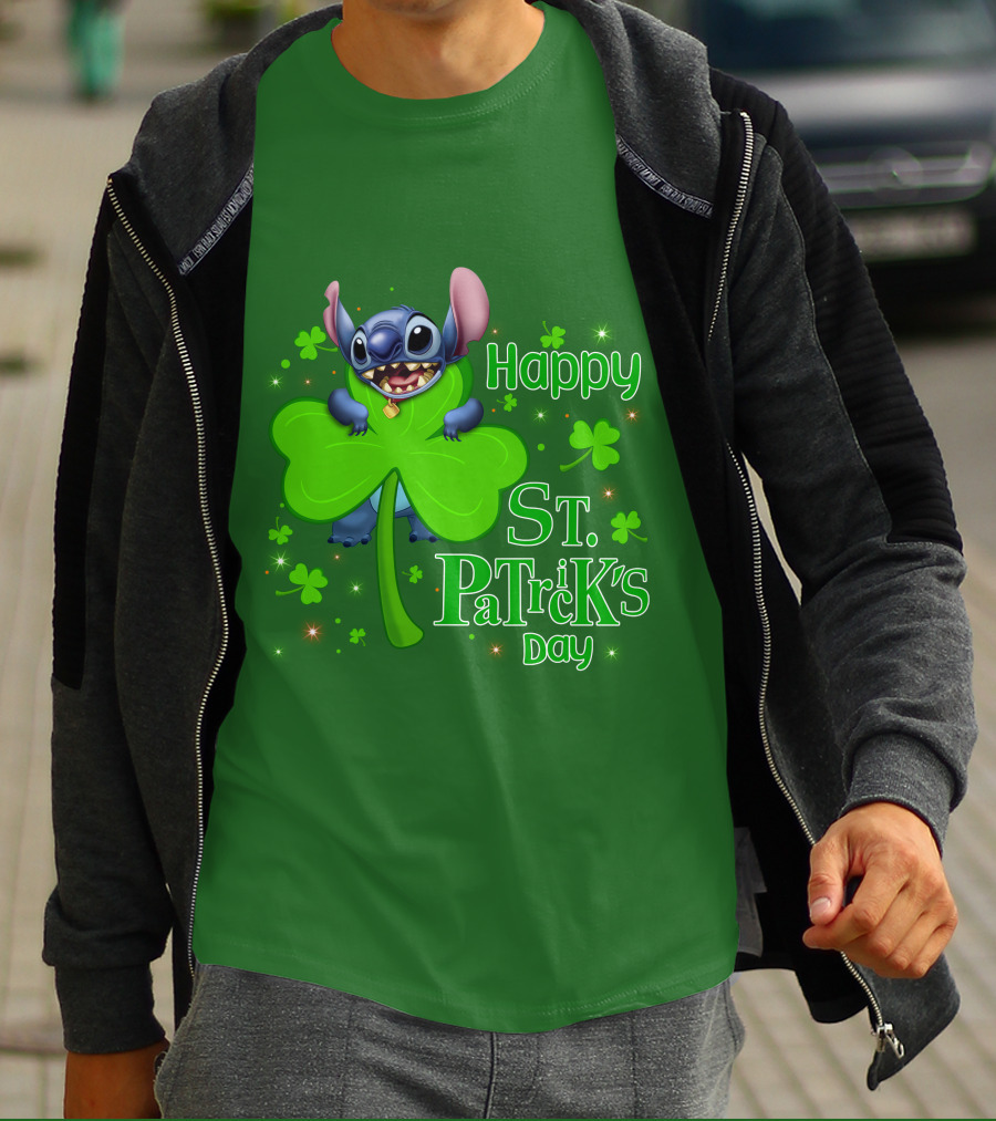 Happy St. Patrick's Day Stitch Shamrock T-Shirt