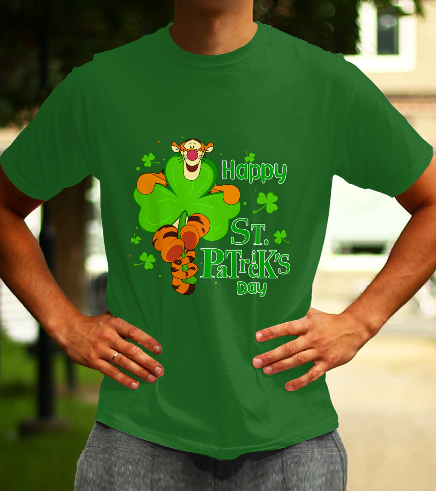 Tigger Happy St. Patrick's Day Shamrock T-Shirt