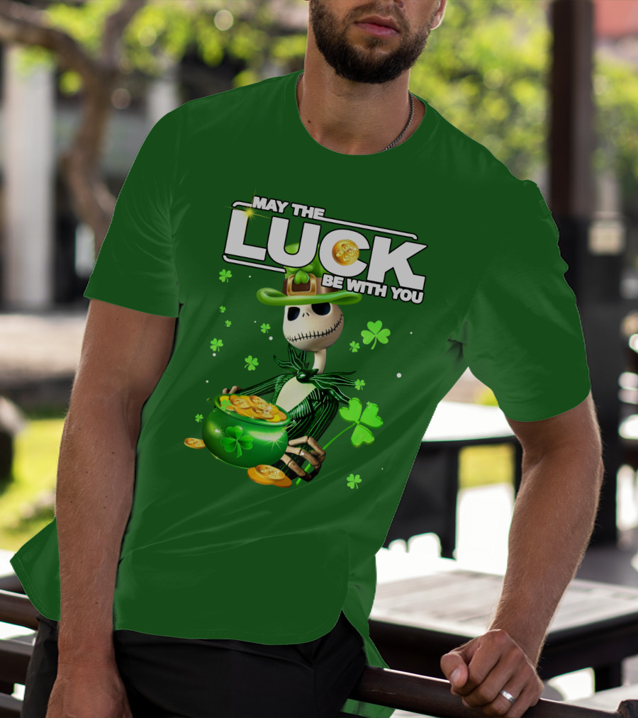 MAY THE LUCK BE WITH YOU St. Patrick's Day Jack Skellington Coin Pot T-Shirt