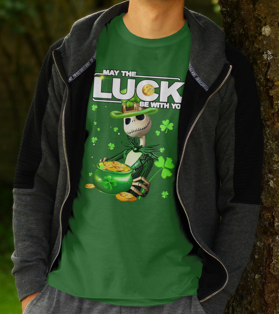 MAY THE LUCK BE WITH YOU St. Patrick's Day Jack Skellington Coin Pot T-Shirt