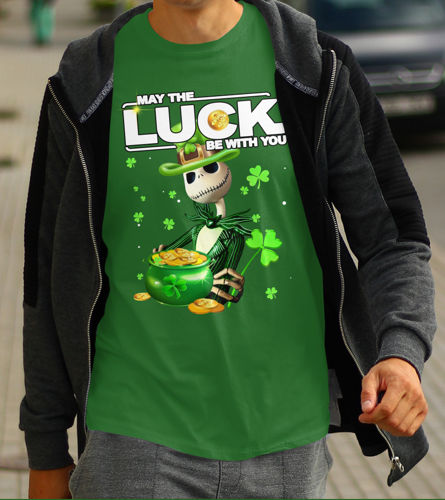 MAY THE LUCK BE WITH YOU St. Patrick's Day Jack Skellington Coin Pot T-Shirt