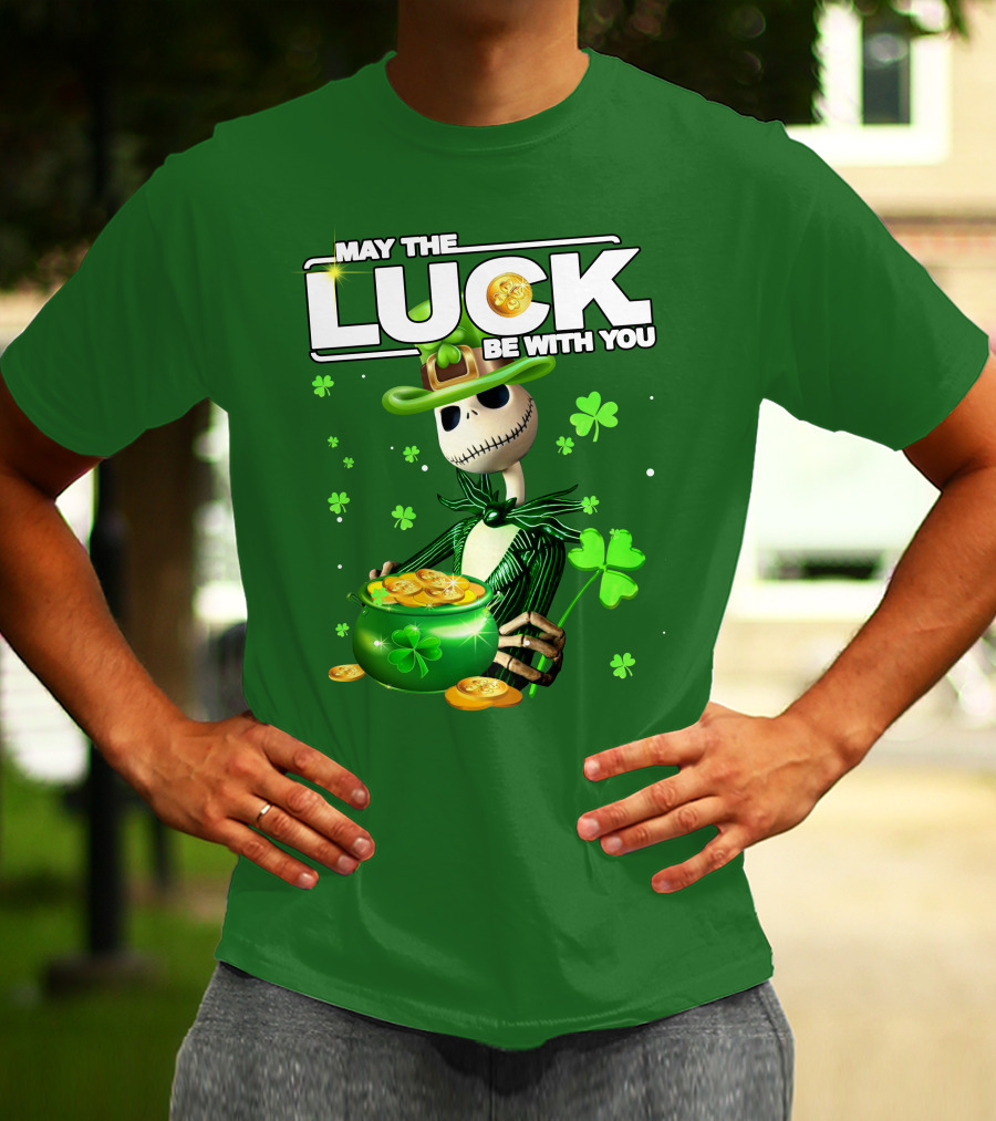 MAY THE LUCK BE WITH YOU St. Patrick's Day Jack Skellington Coin Pot T-Shirt