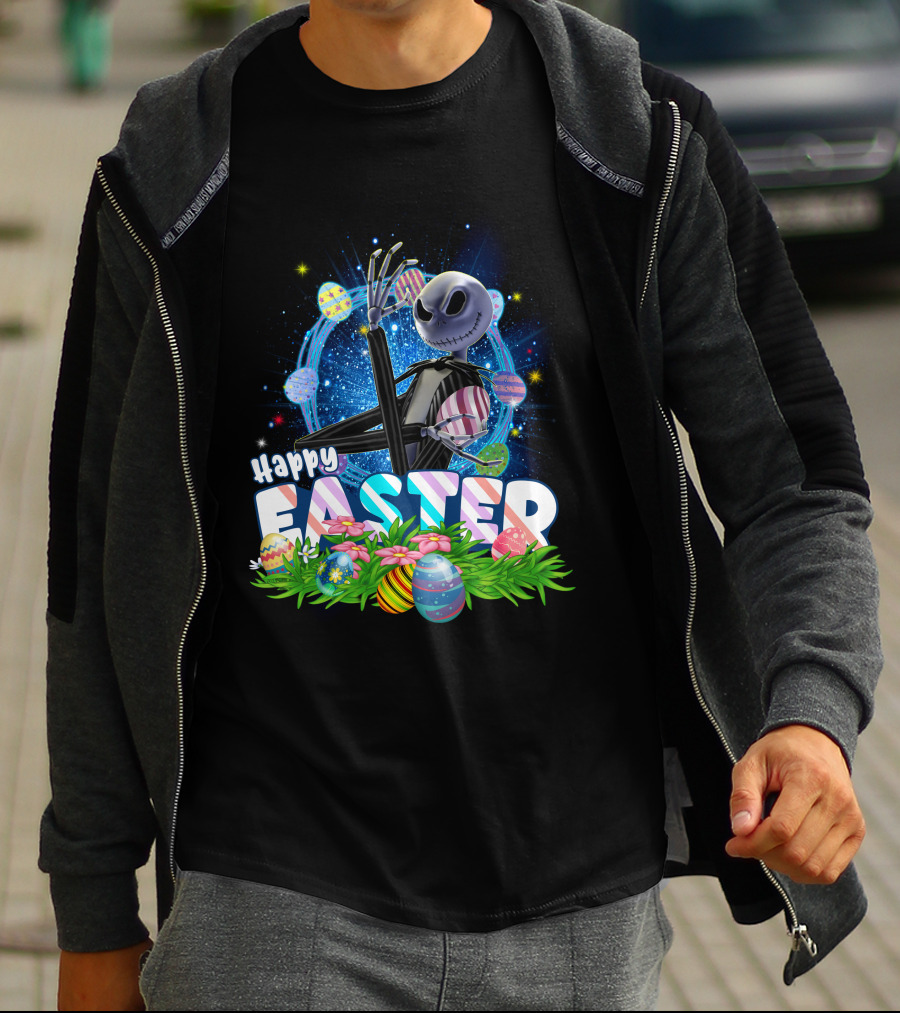 Jack Happy Easter With Eggs And Flowers T-Shirt