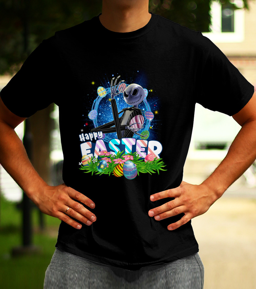 Jack Happy Easter With Eggs And Flowers T-Shirt