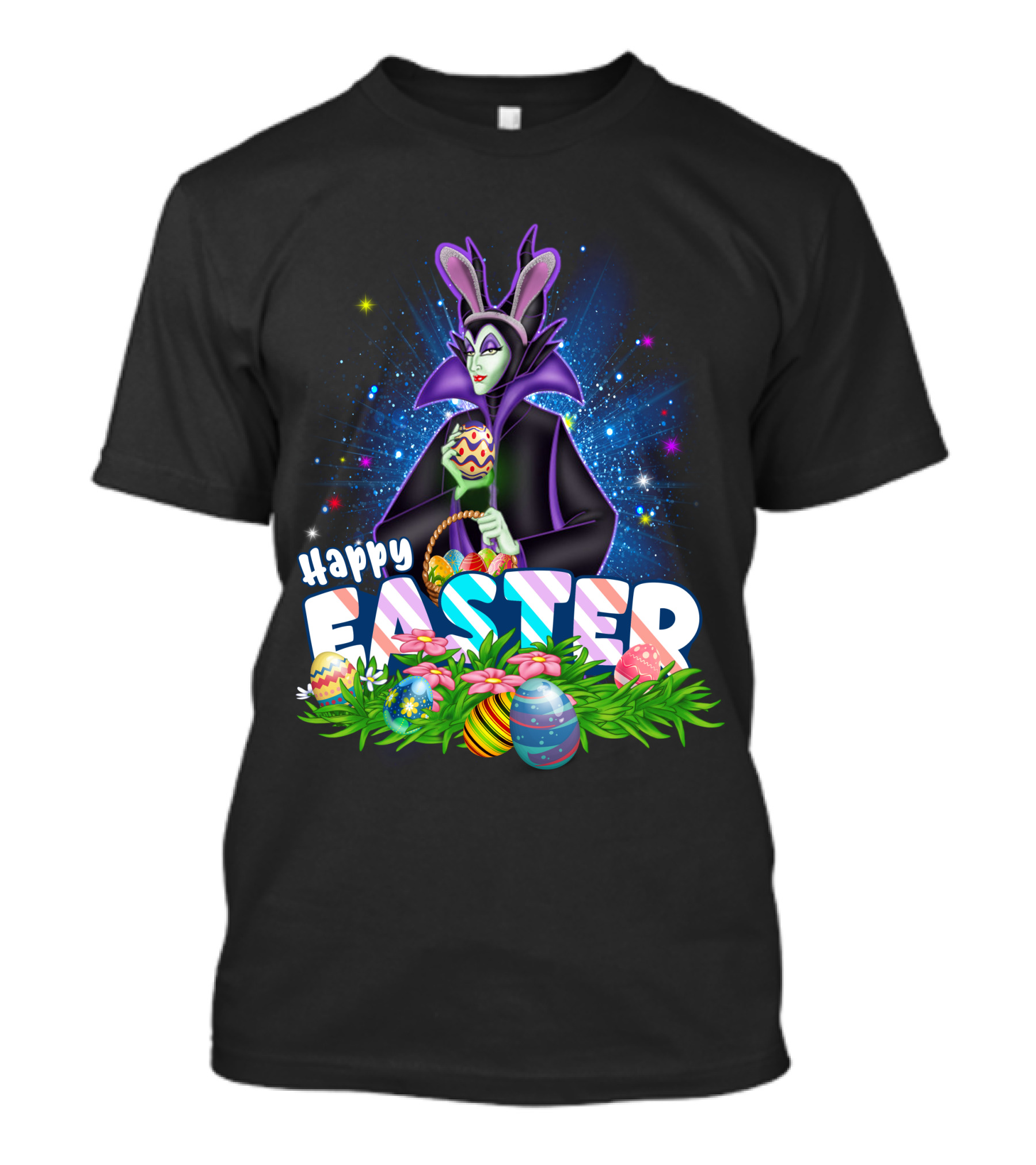 Happy Easter Maleficent With Easter Eggs And Stars T-Shirt
