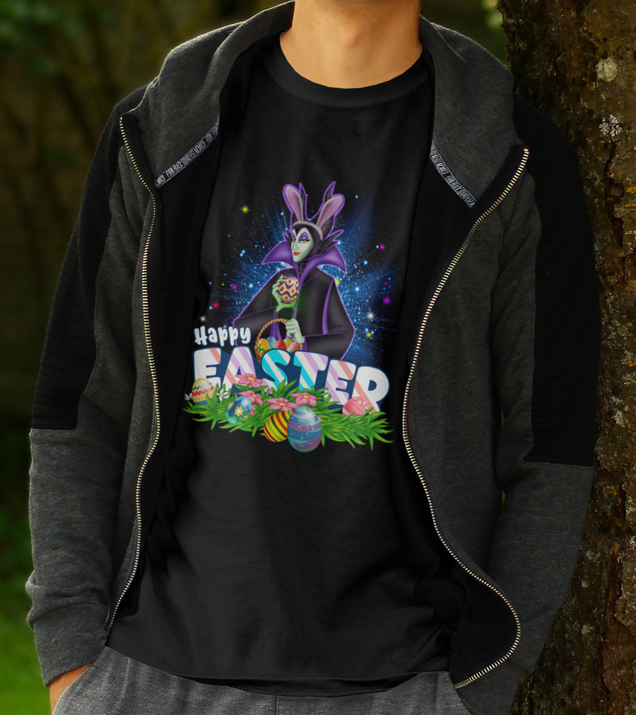 Happy Easter Maleficent With Easter Eggs And Stars T-Shirt