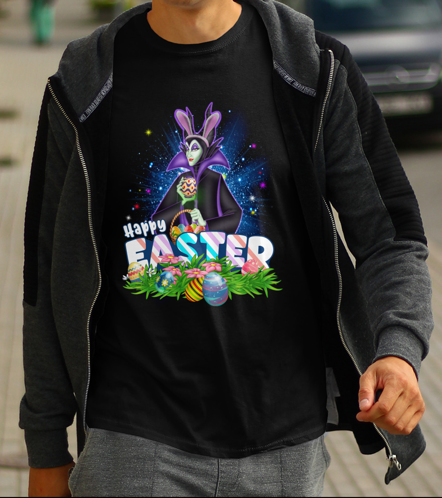 Happy Easter Maleficent With Easter Eggs And Stars T-Shirt