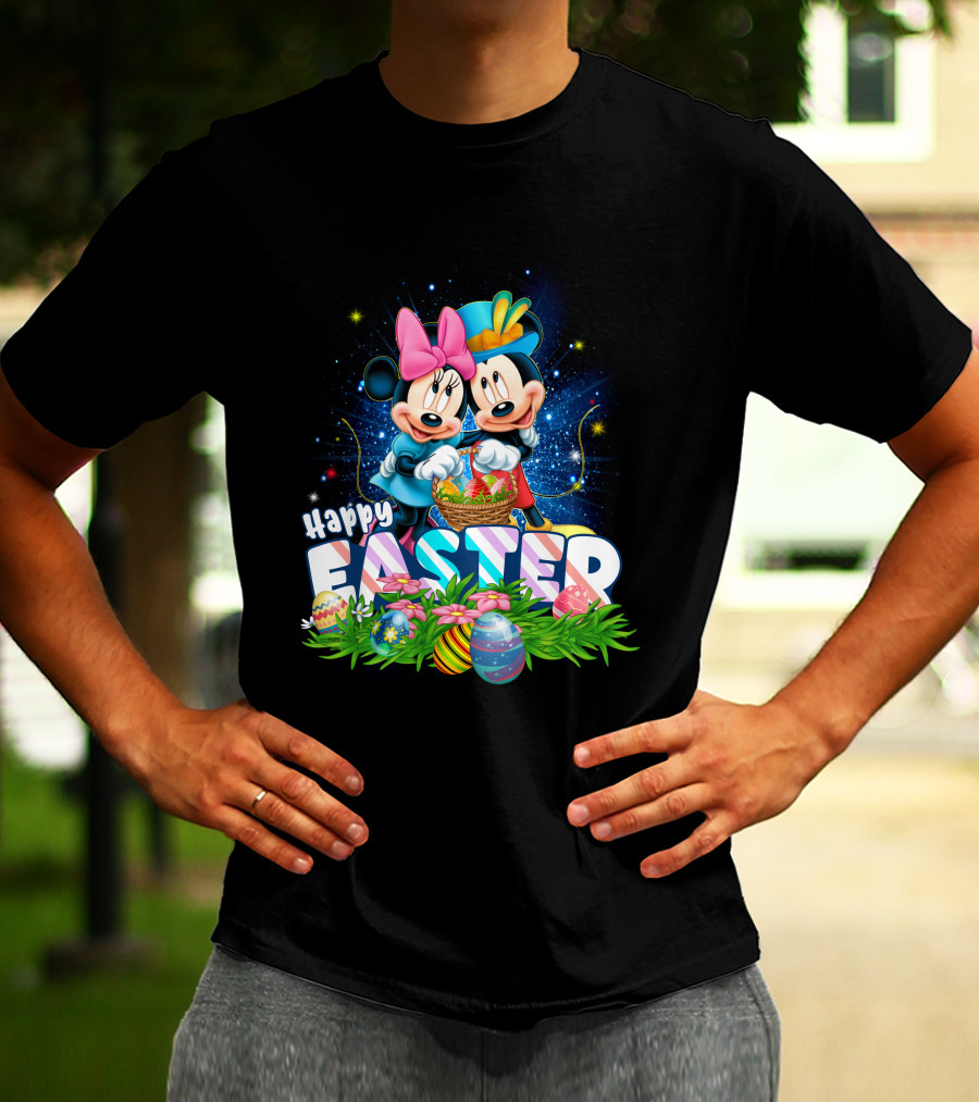 Mk Mn Happy Easter Basket Celebration With Colorful Eggs T-Shirt