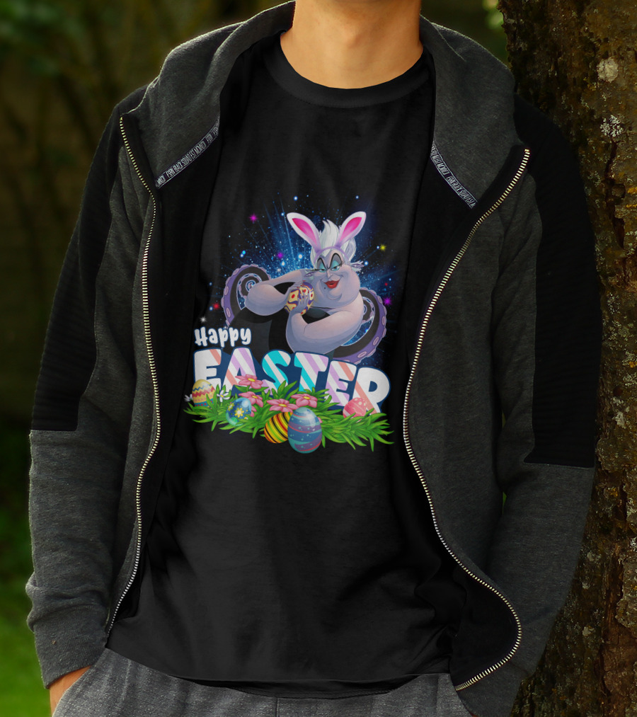Ursula Happy Easter Bunny Eggs And Flowers T-Shirt