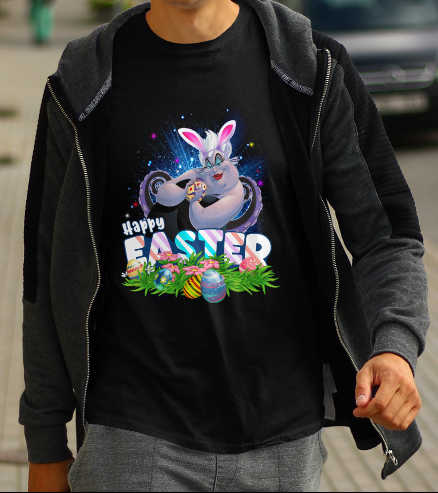 Ursula Happy Easter Bunny Eggs And Flowers T-Shirt