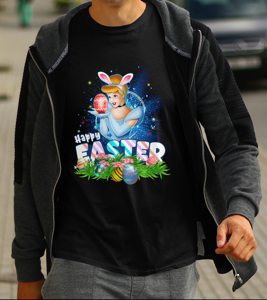 Cinderella Easter Bunny Ears With Colorful Eggs And Flowers T-Shirt
