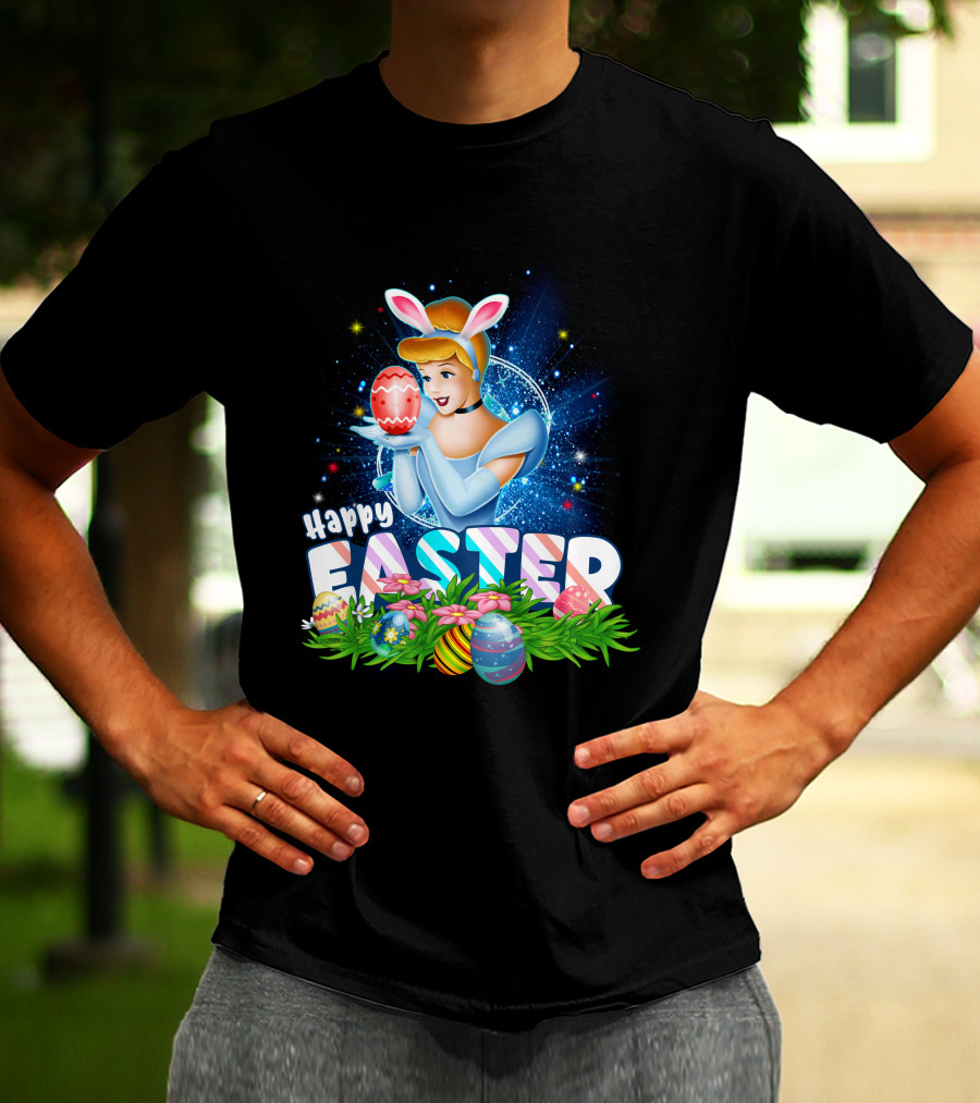 Cinderella Easter Bunny Ears With Colorful Eggs And Flowers T-Shirt
