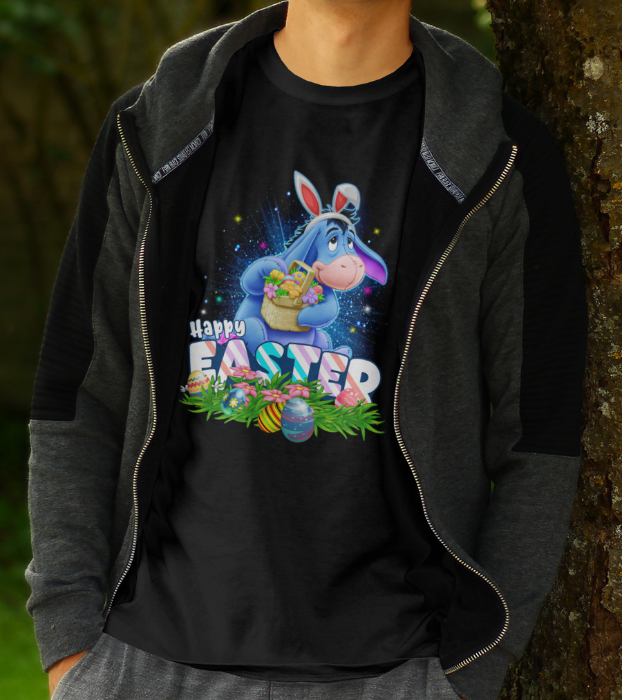 Eeyore Easter Basket With Eggs And Flowers Happy Easter T-Shirt