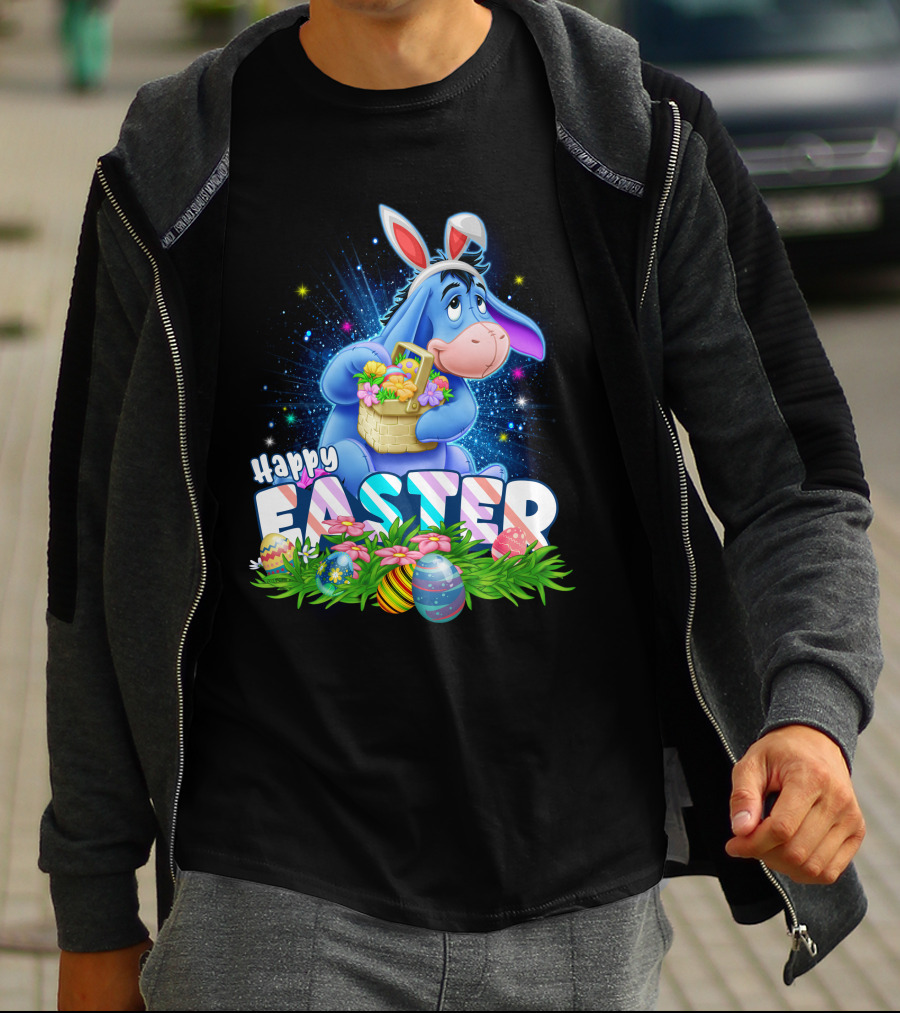 Eeyore Easter Basket With Eggs And Flowers Happy Easter T-Shirt
