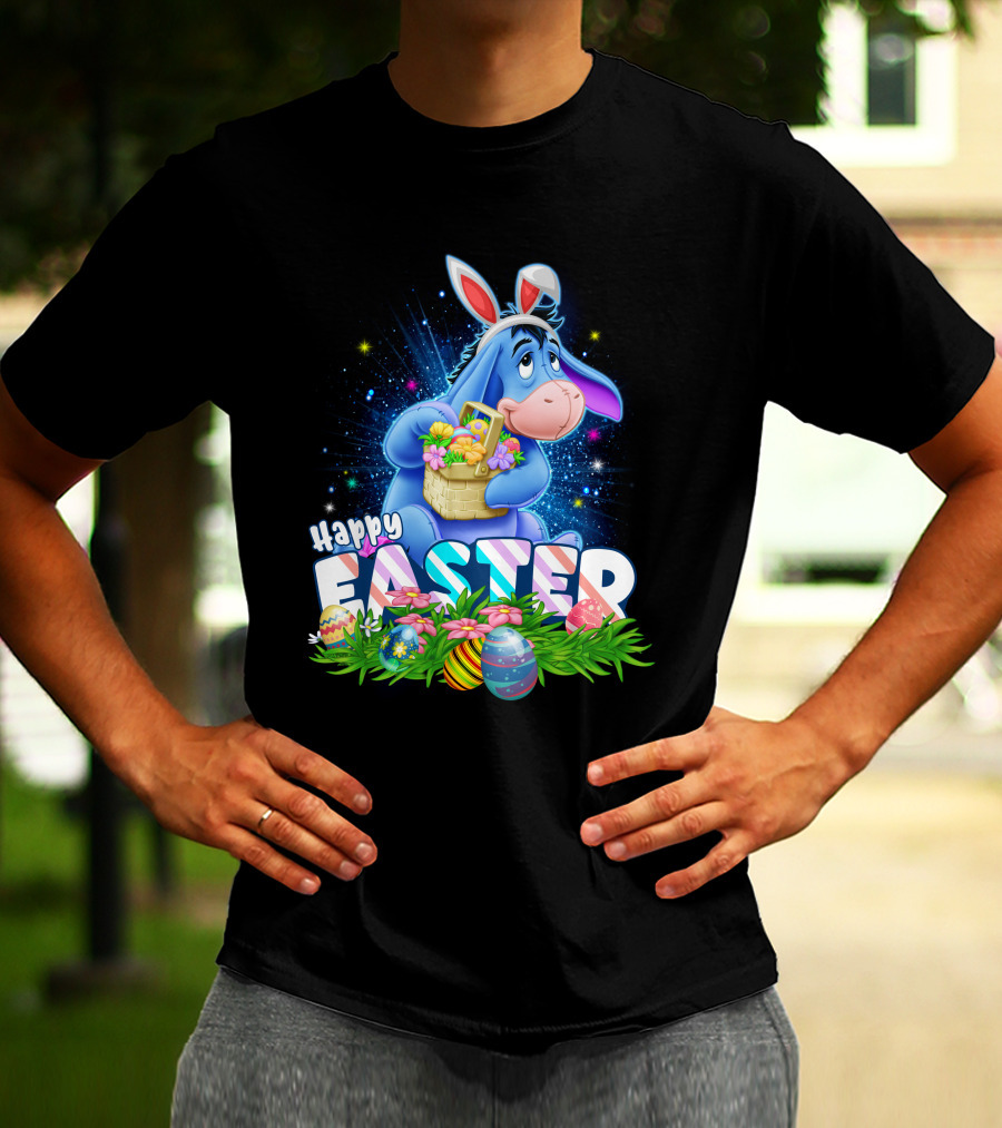 Eeyore Easter Basket With Eggs And Flowers Happy Easter T-Shirt