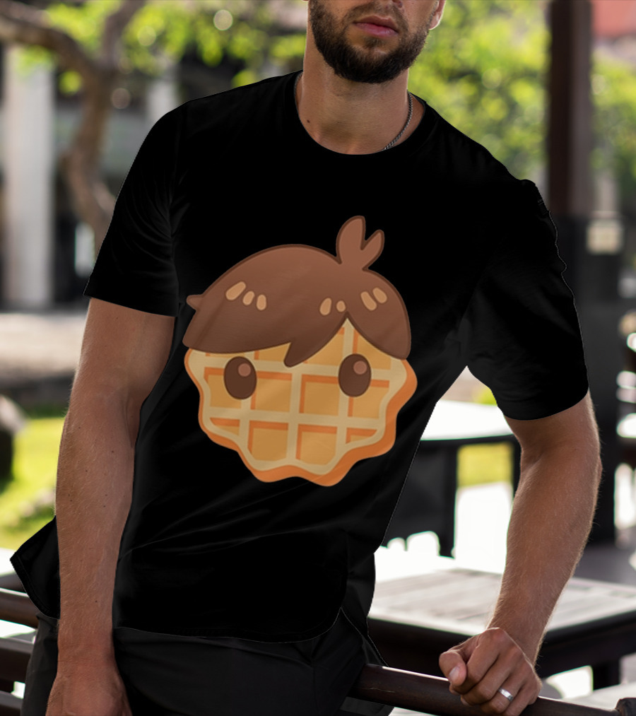 Waffle Head Cute Breakfast Character Face With Hair T-Shirt