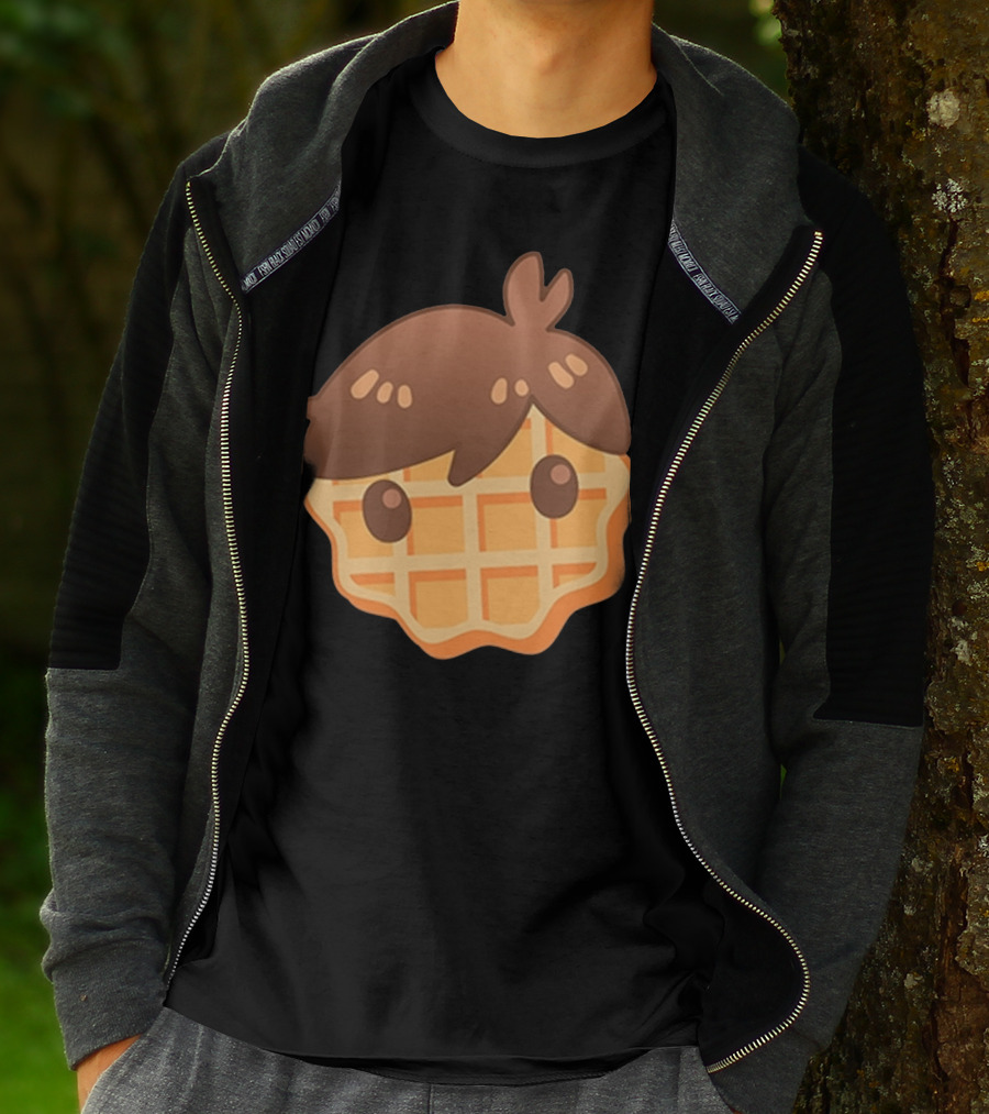 Waffle Head Cute Breakfast Character Face With Hair T-Shirt