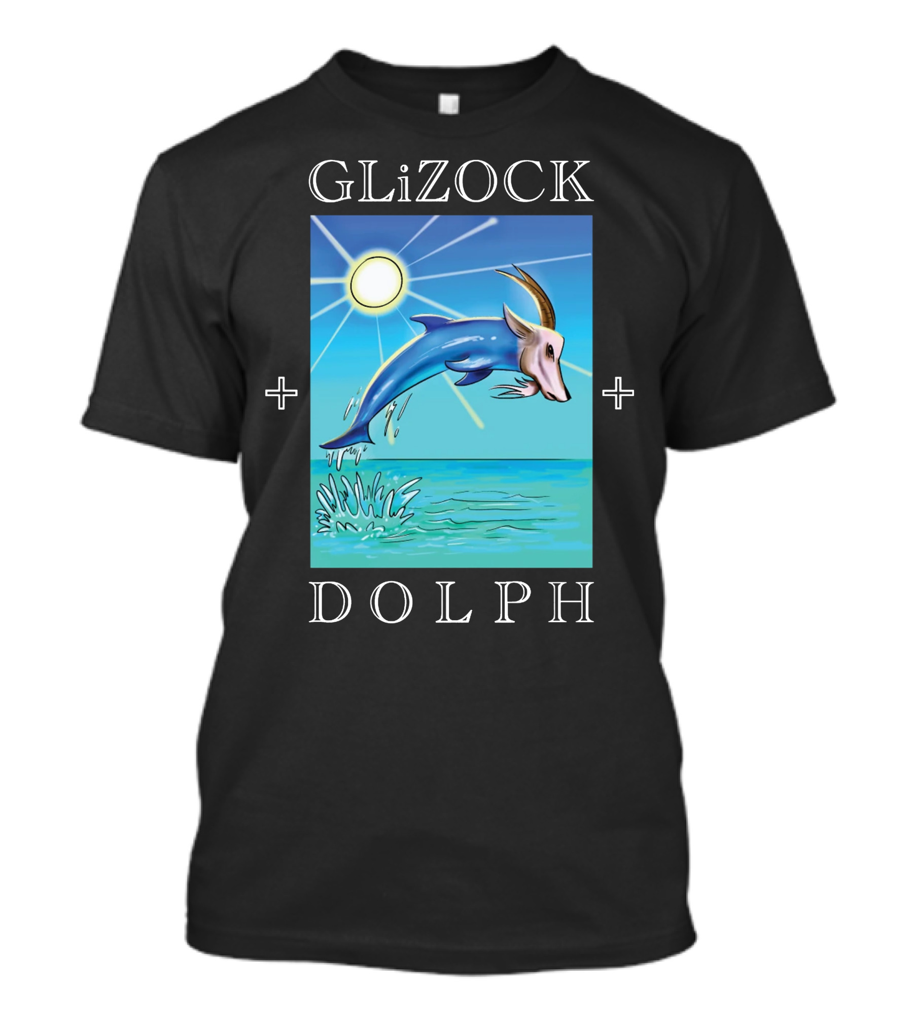 GLiZOCK DOLPH Goat Dolphin Jump Ocean T-Shirt