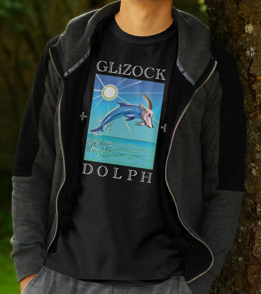 GLiZOCK DOLPH Goat Dolphin Jump Ocean T-Shirt