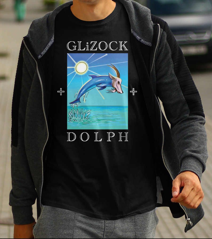 GLiZOCK DOLPH Goat Dolphin Jump Ocean T-Shirt