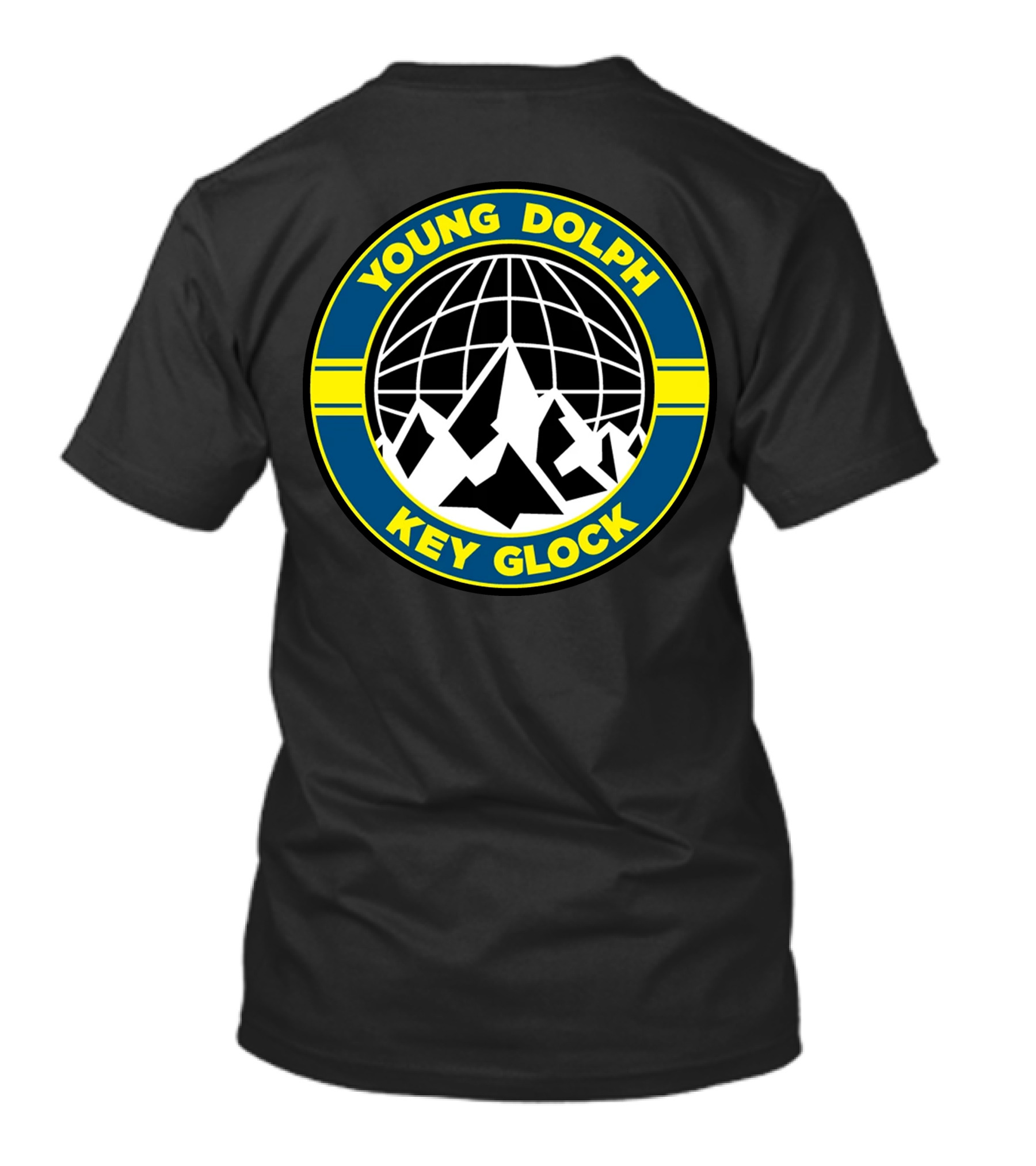 Young Dolph Key Glock Mountain Globe Motif T-Shirt