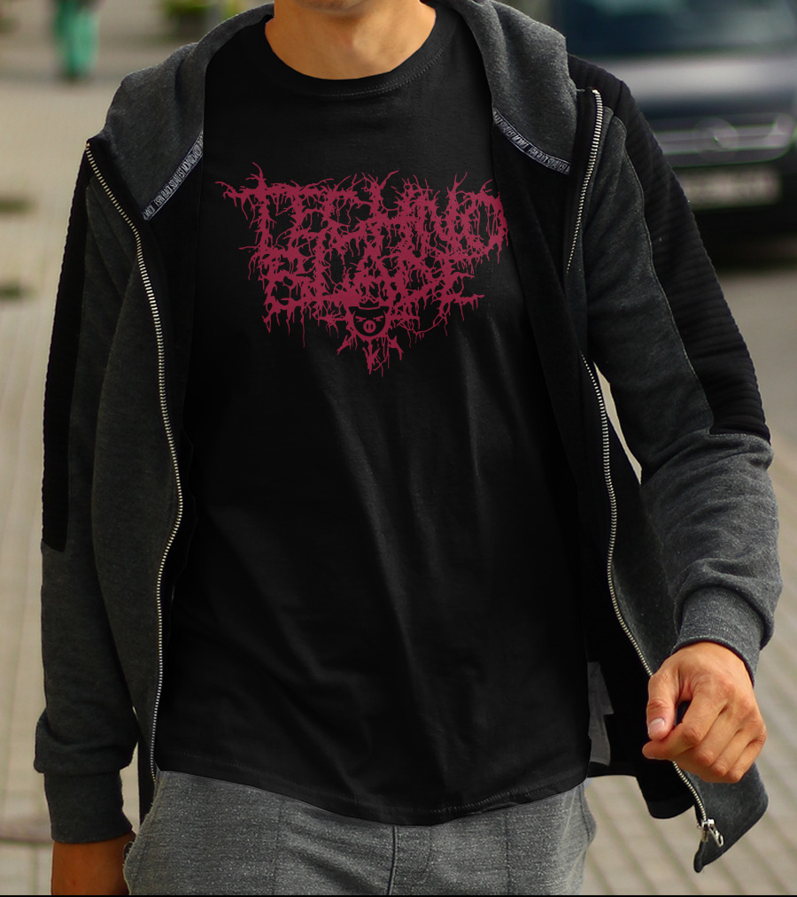 TECHNO BLOOD METAL FONT BLACK T-Shirt