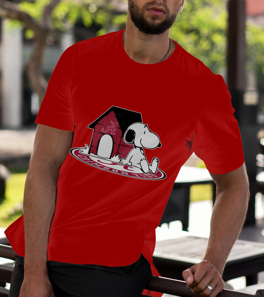Crimson Tide Snoopy At Alabama Doghouse Fan Forever T-Shirt
