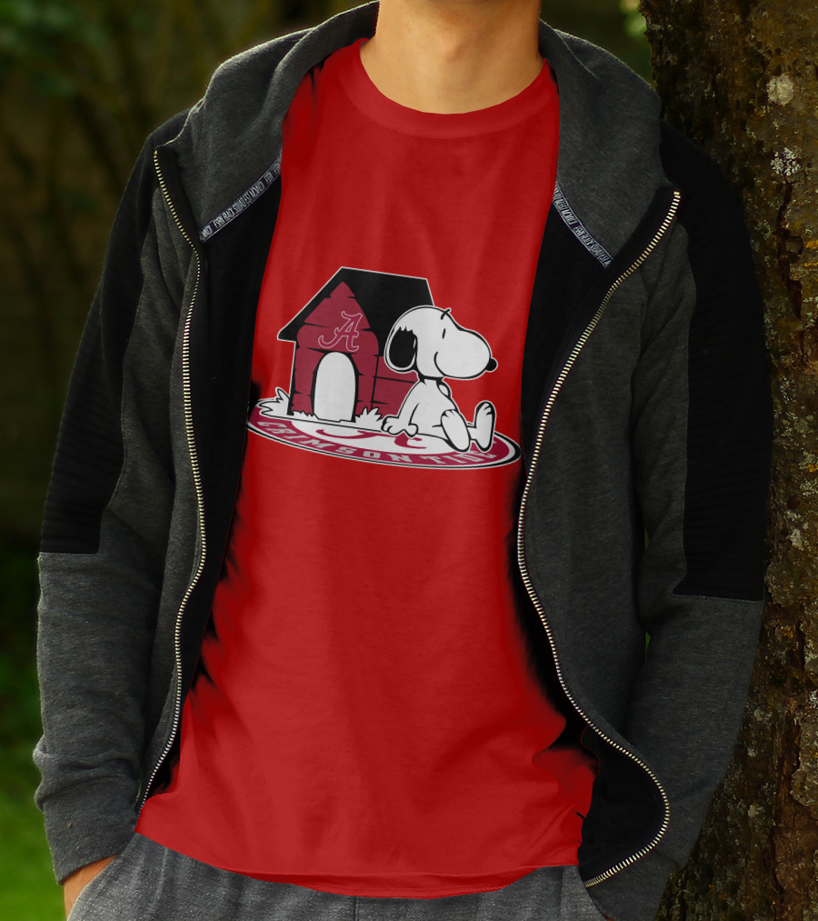 Crimson Tide Snoopy At Alabama Doghouse Fan Forever T-Shirt