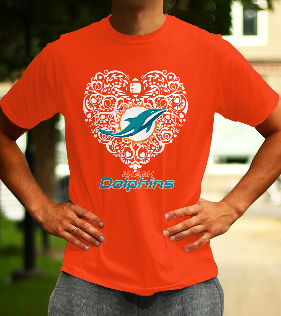 Love My Miami Dolphins Heart Football Theme T-Shirt