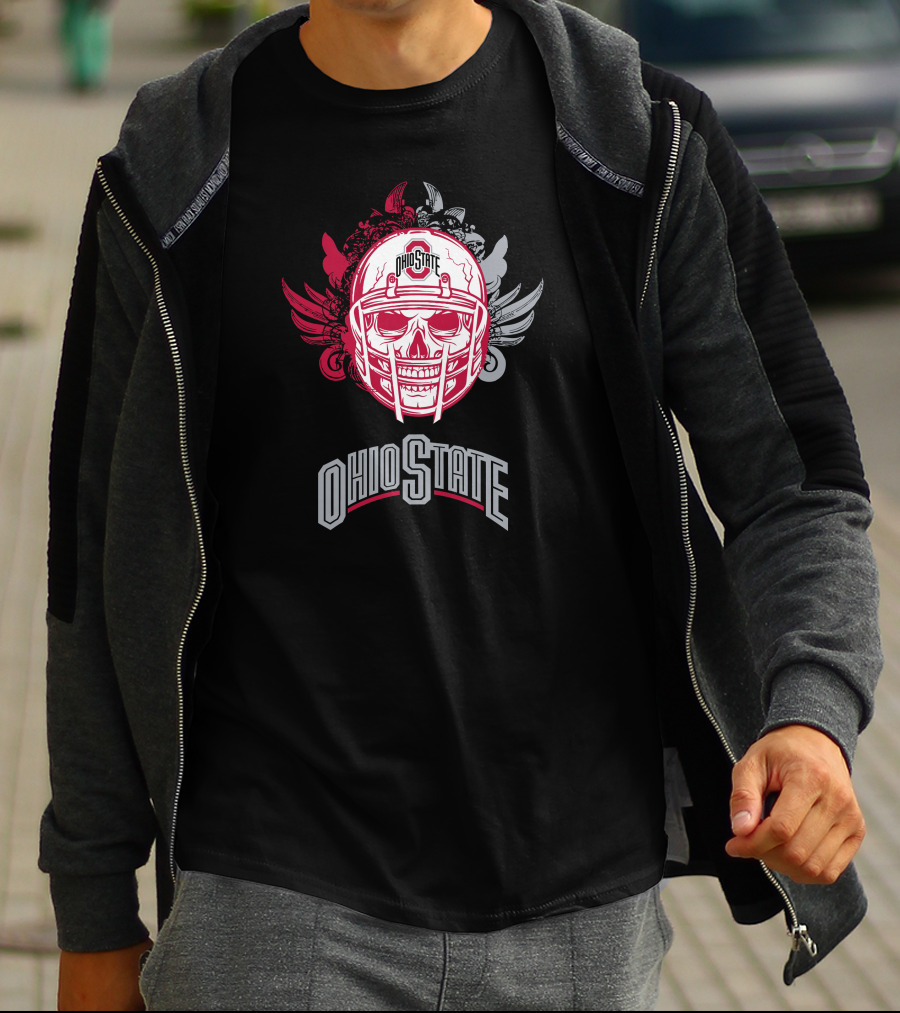Ohio State Buckeyes Skull Helmet Art With Wings T-Shirt