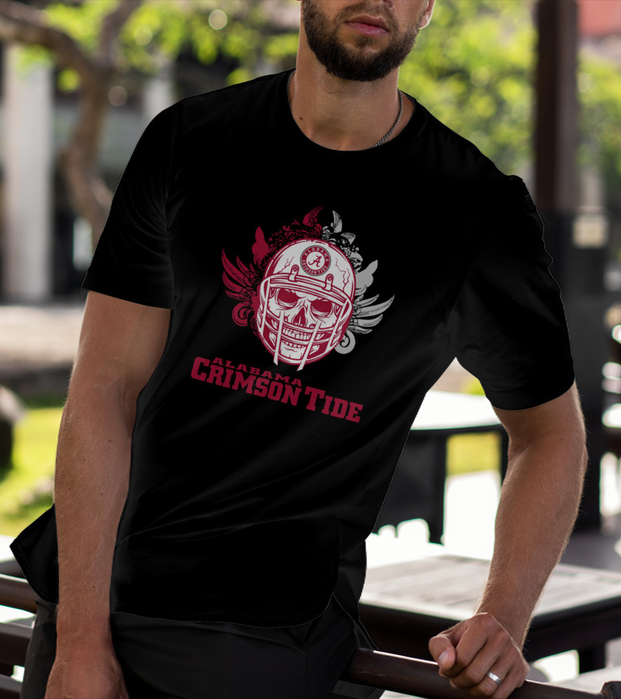 Alabama Crimson Tide Skull Football Helmet T-Shirt