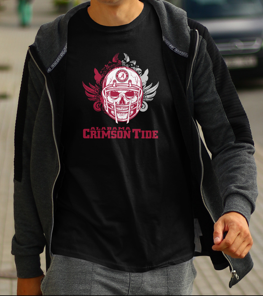 Alabama Crimson Tide Skull Football Helmet T-Shirt