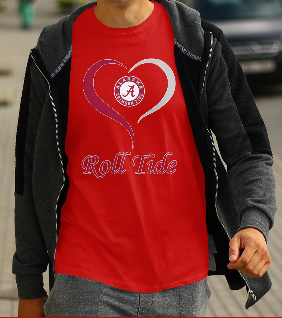 Alabama Crimson Tide Roll Tide Heart T-Shirt