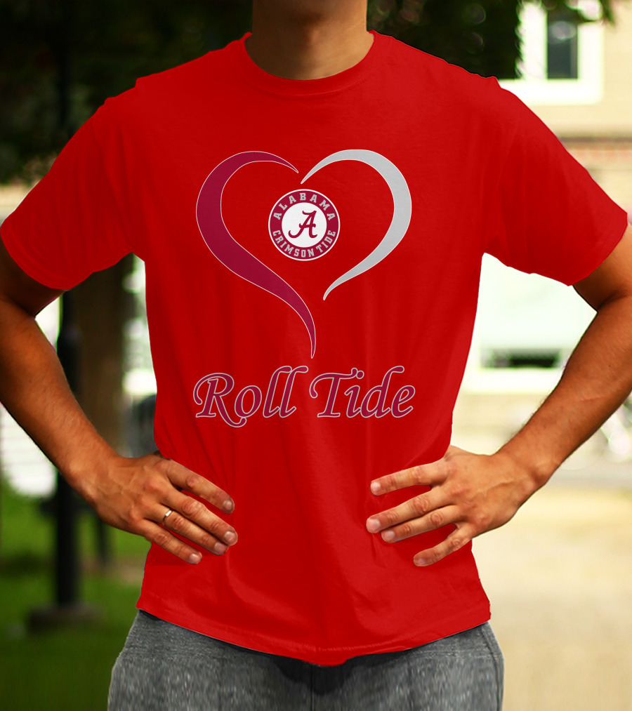Alabama Crimson Tide Roll Tide Heart T-Shirt