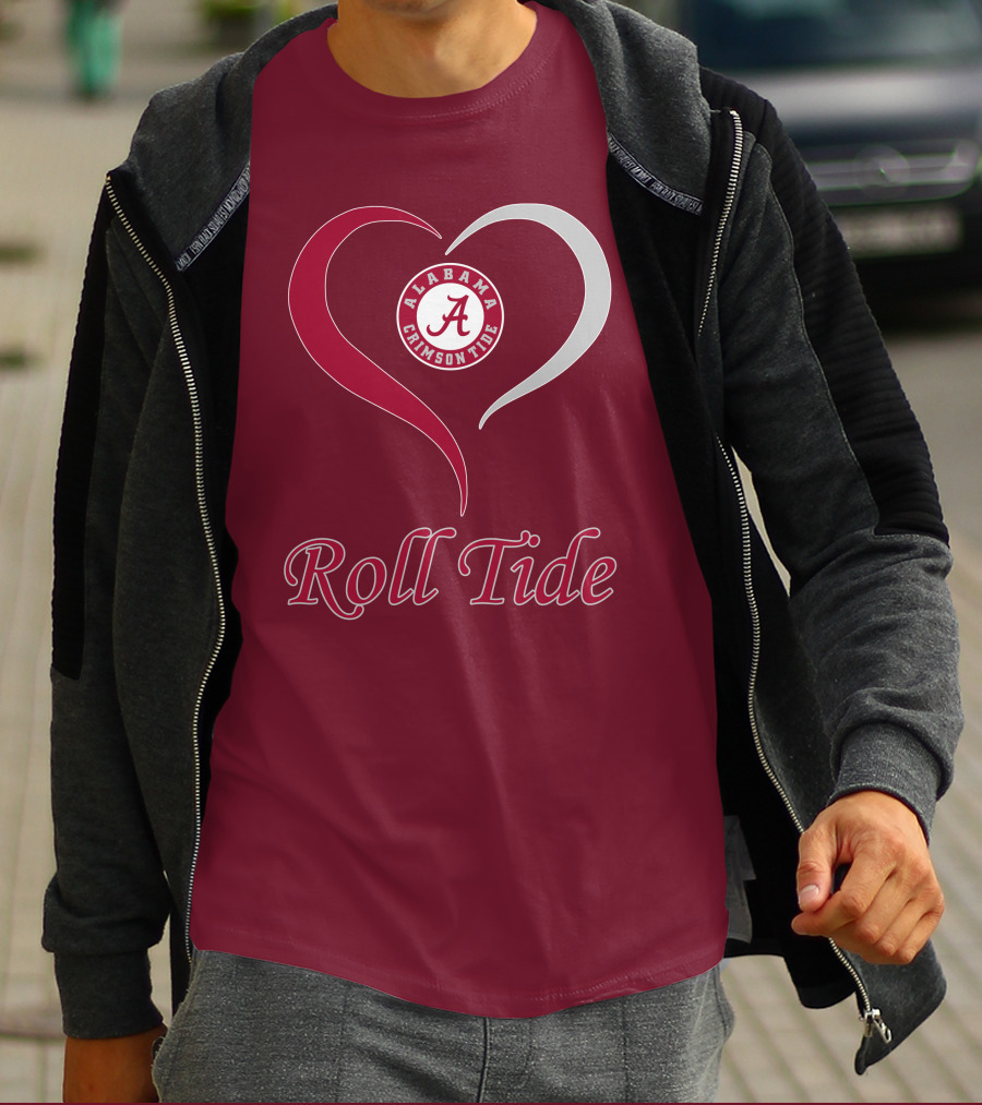 Alabama Crimson Tide Heart Roll Tide T-Shirt